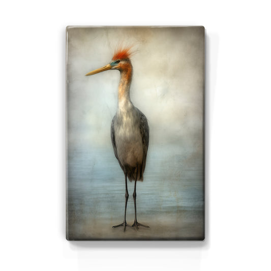 Artchoices exclusive: 005. Vogel op strand op houten paneel(tje) klein
