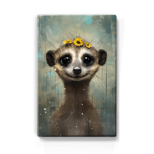 Artchoices exclusive: 014. Cute stokstaartje op houten paneel(tje) klein