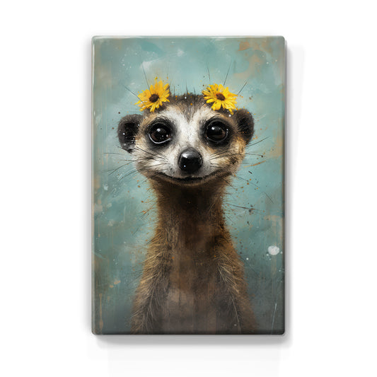 Artchoices exclusive: 015. Cute stokstaartje op houten paneel(tje) klein