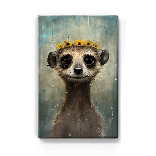 Artchoices exclusive: 016. Cute stokstaartje op houten paneel(tje) klein