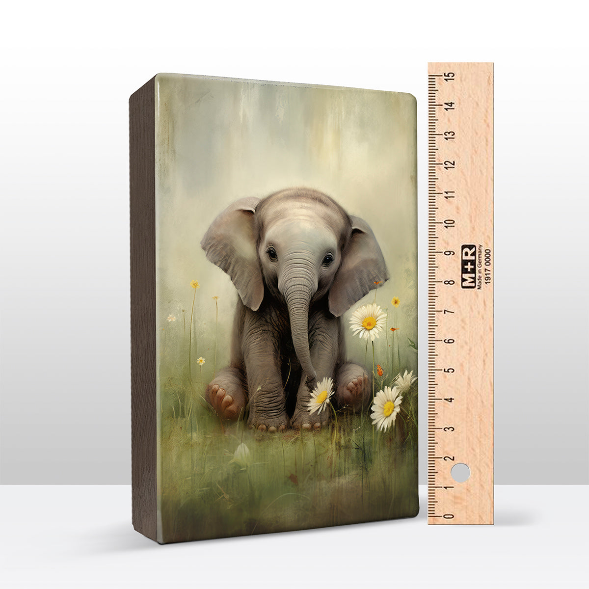 Artchoices exclusive: 020. Cute baby olifant op houten paneel(tje)