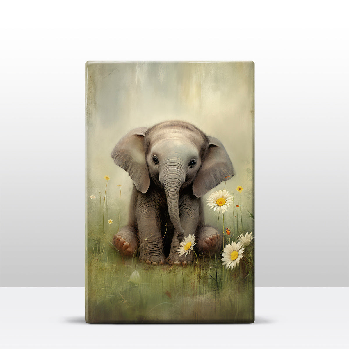 Artchoices exclusive: 020. Cute baby olifant op houten paneel(tje)