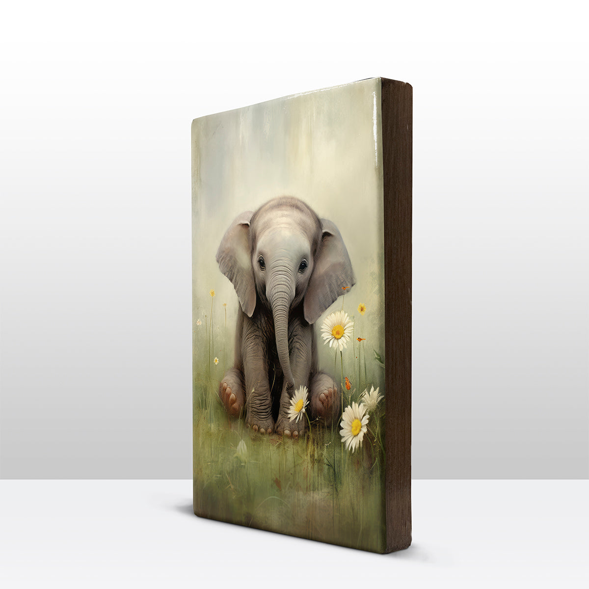 Artchoices exclusive: 020. Cute baby olifant op houten paneel(tje)