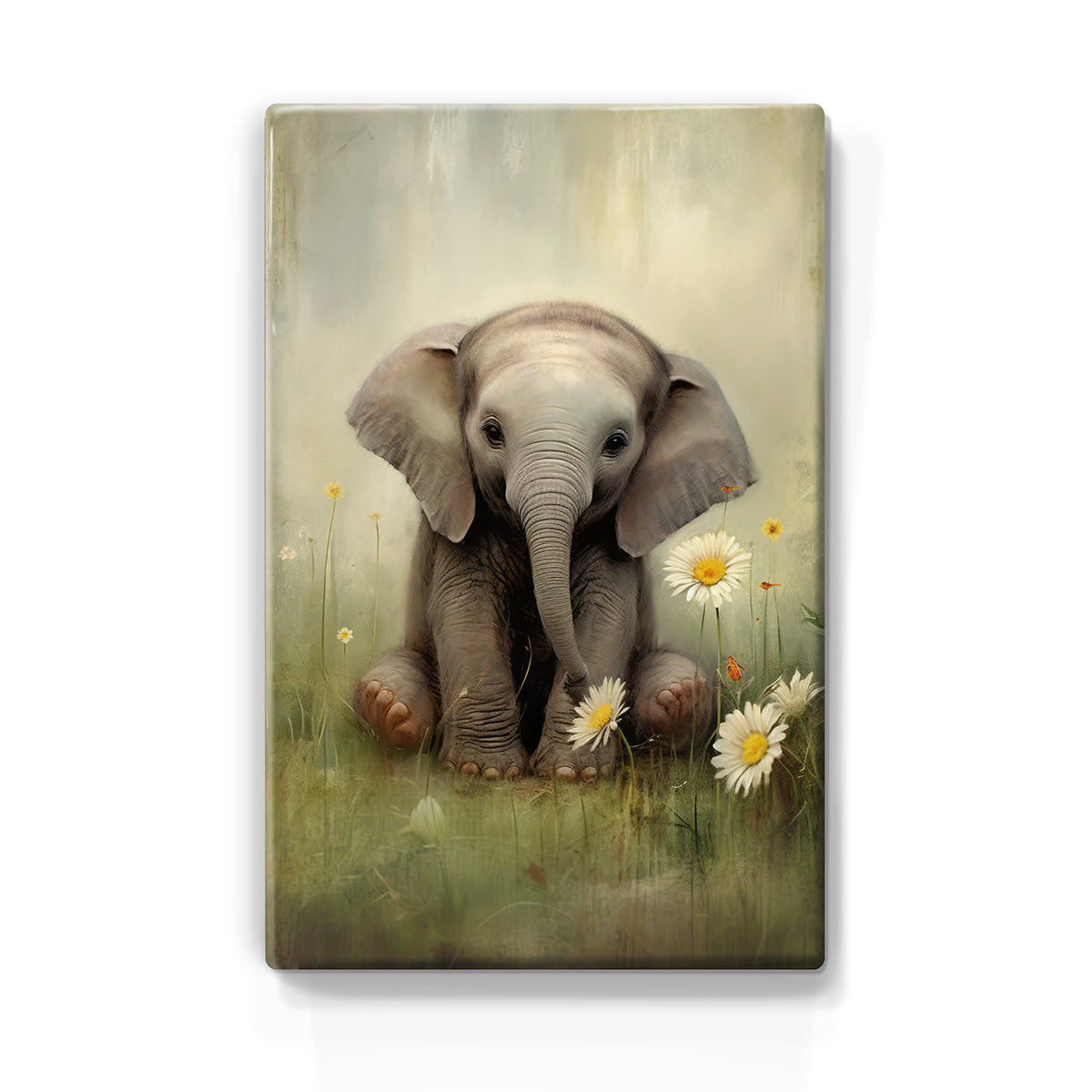 Artchoices exclusive: 020. Cute baby olifant op houten paneel(tje)