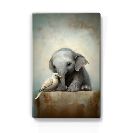 Artchoices exclusive: 021. Cute baby olifant op houten paneel(tje) klein