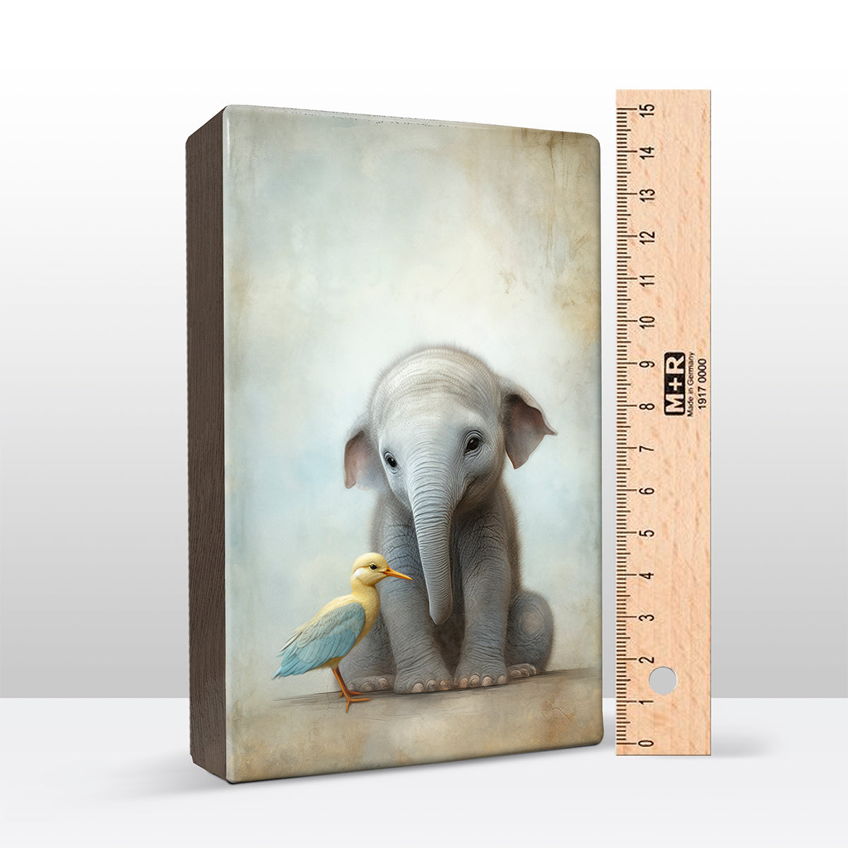 Artchoices exclusive: 023. Cute baby olifant op houten paneel(tje) klein