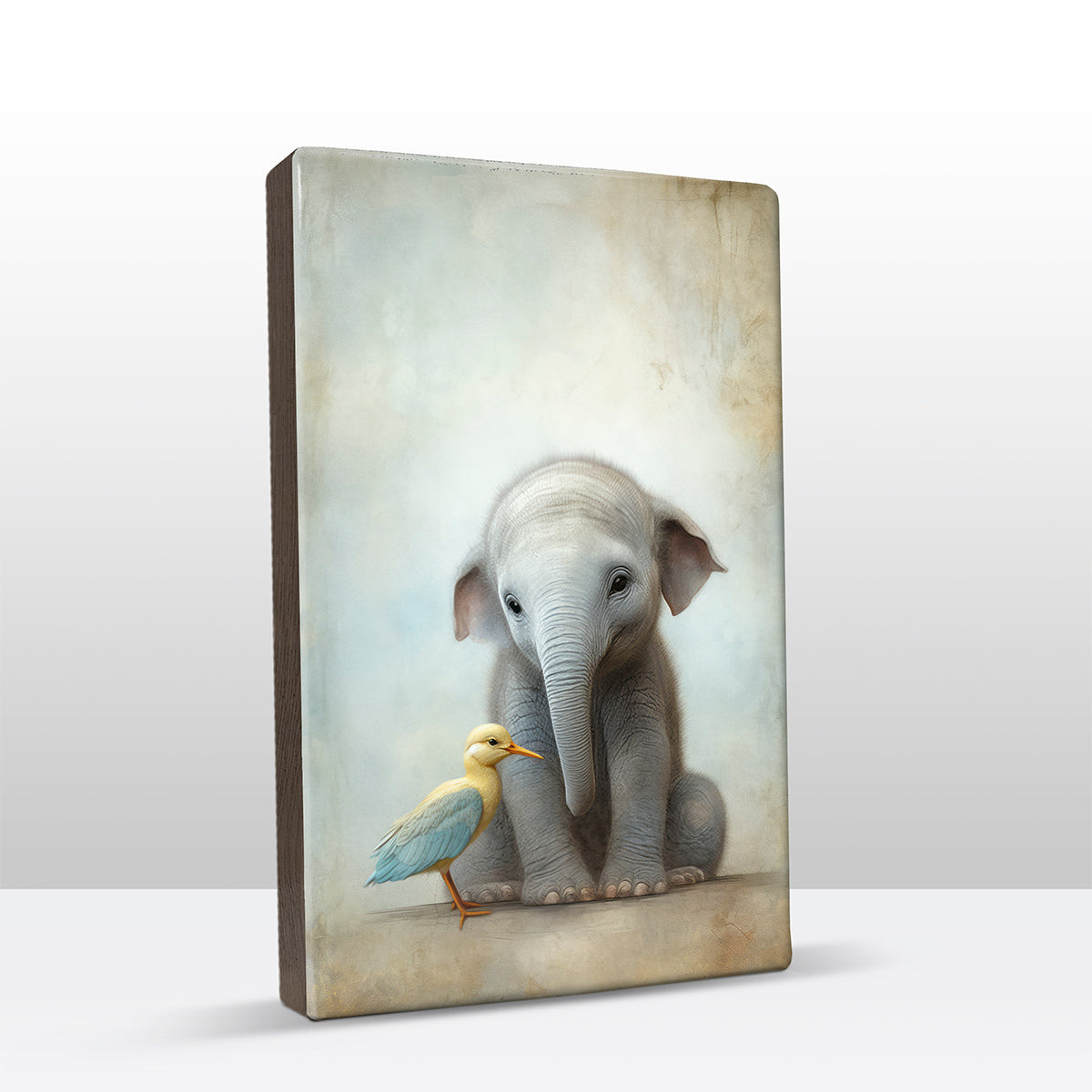 Artchoices exclusive: 023. Cute baby olifant op houten paneel(tje) klein