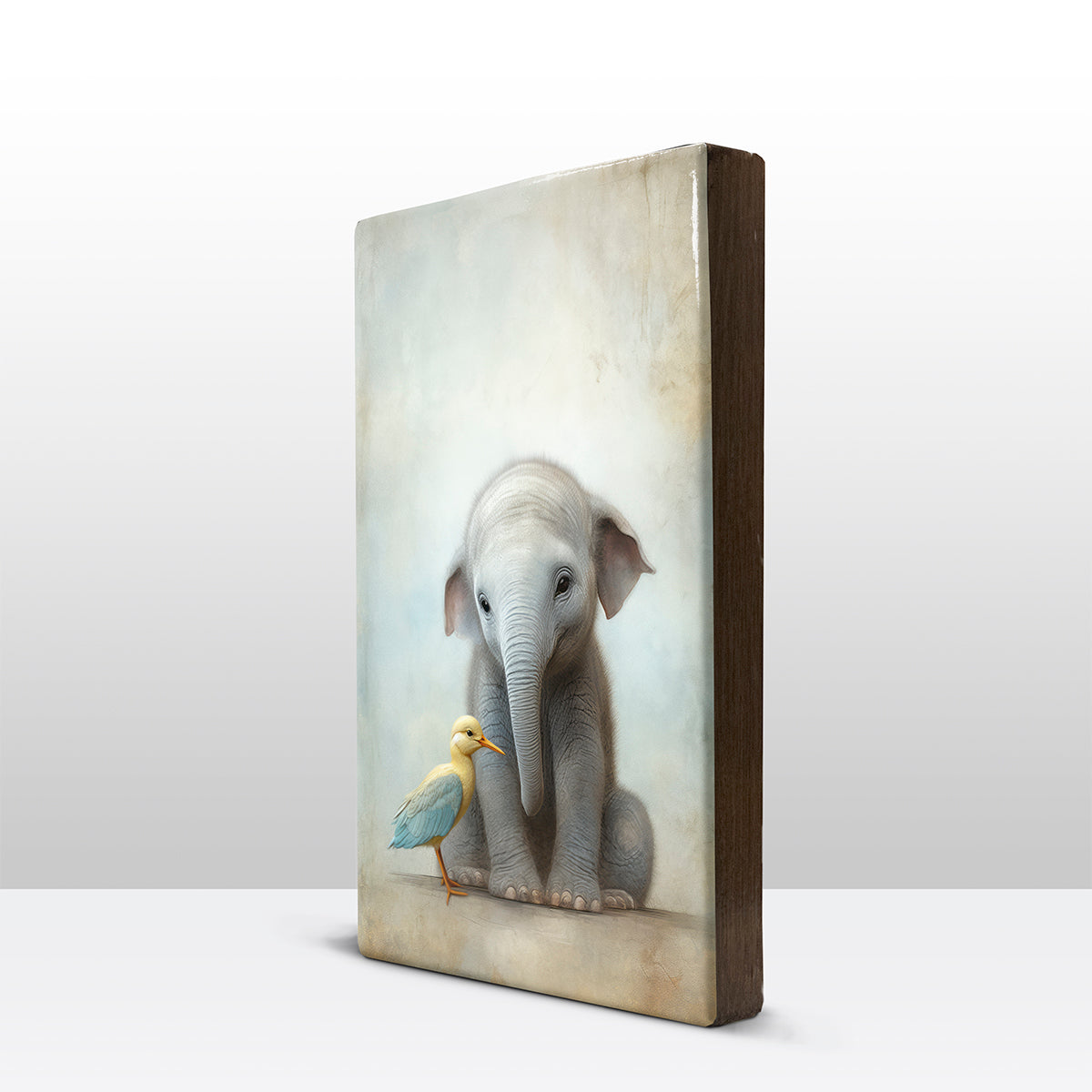 Artchoices exclusive: 023. Cute baby olifant op houten paneel(tje) klein