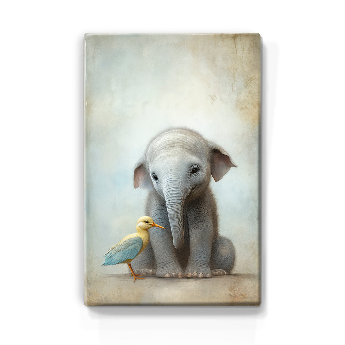 Artchoices exclusive: 023. Cute baby olifant op houten paneel(tje) klein