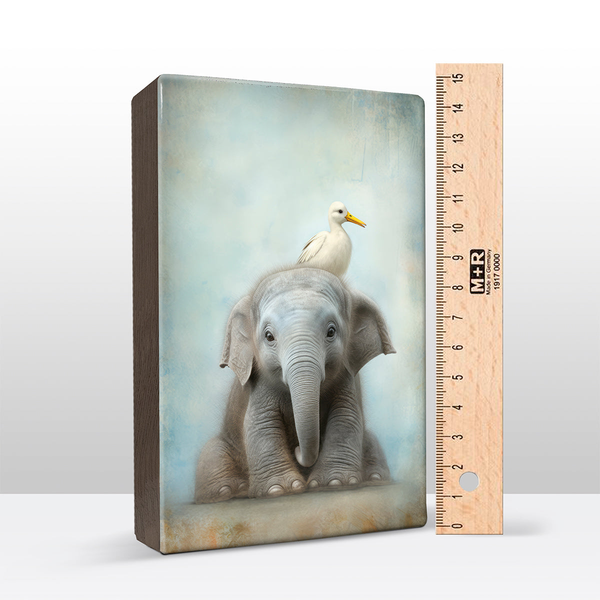 Artchoices exclusive: 024. Cute baby olifant op houten paneel(tje) groot