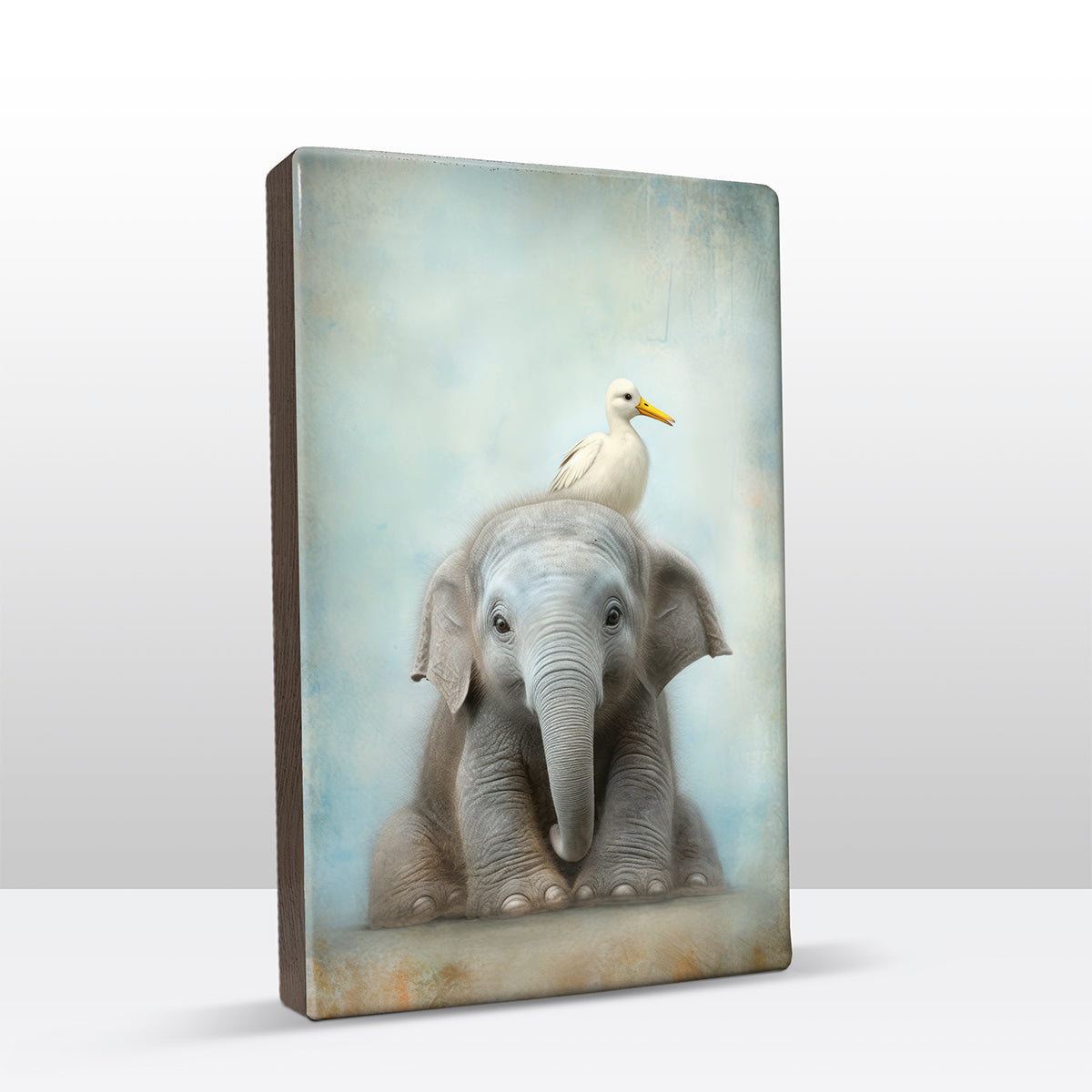 Artchoices exclusive: 024. Cute baby olifant op houten paneel(tje) groot
