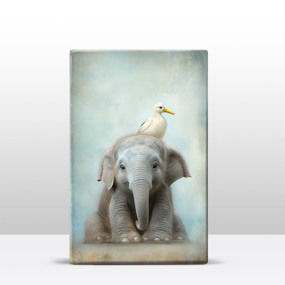 Artchoices exclusive: 024. Cute baby olifant op houten paneel(tje) groot