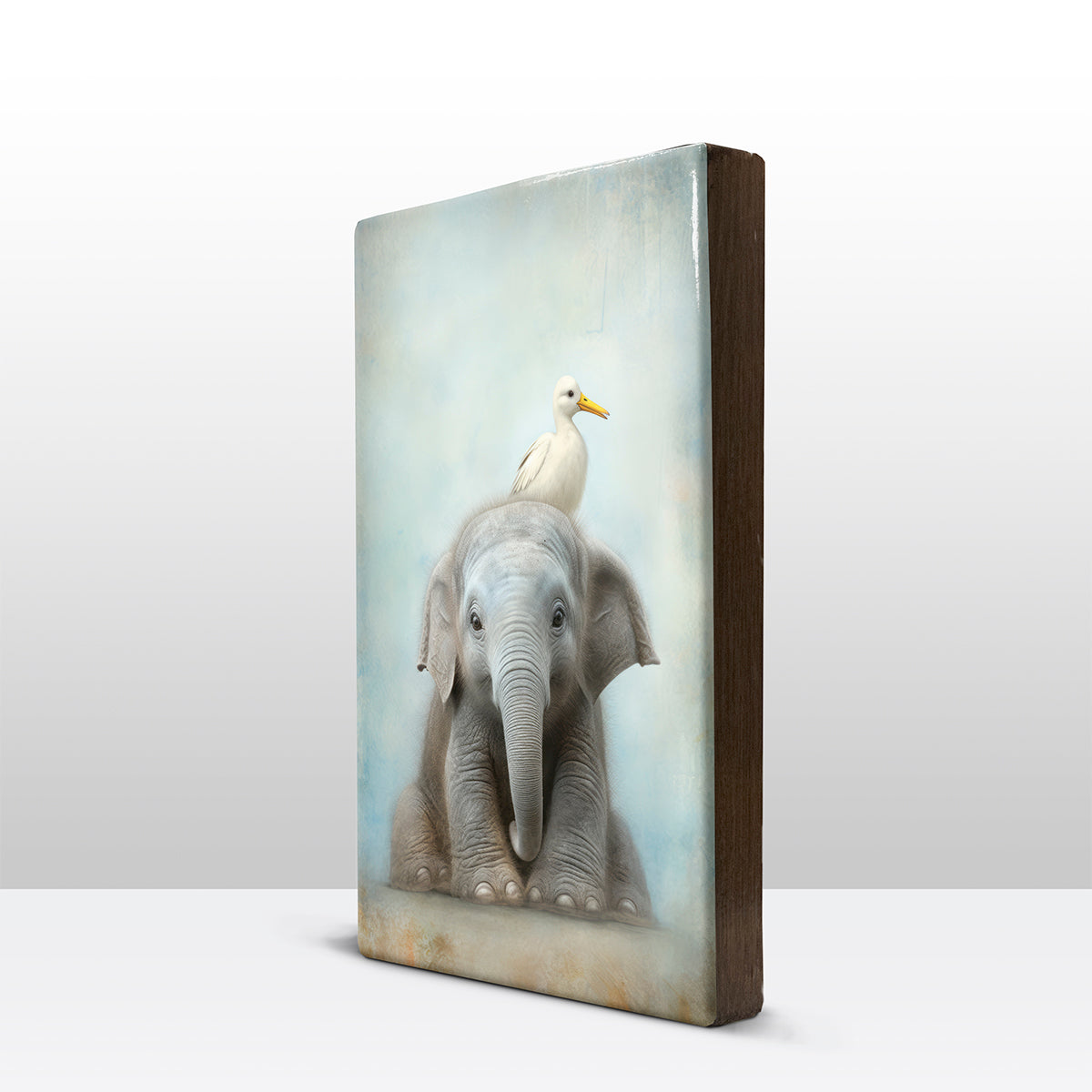 Artchoices exclusive: 024. Cute baby olifant op houten paneel(tje) groot