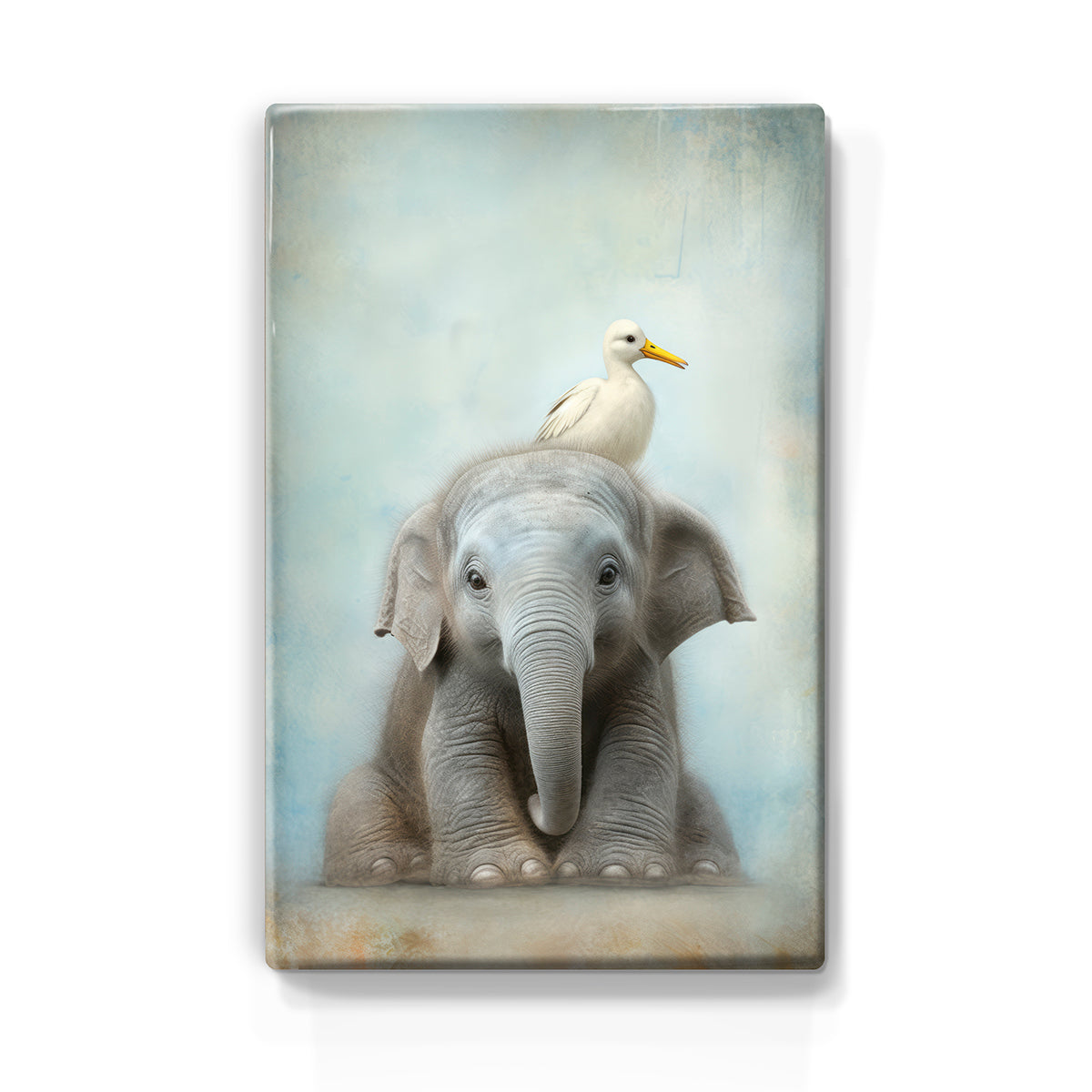 Artchoices exclusive: 024. Cute baby olifant op houten paneel(tje) groot
