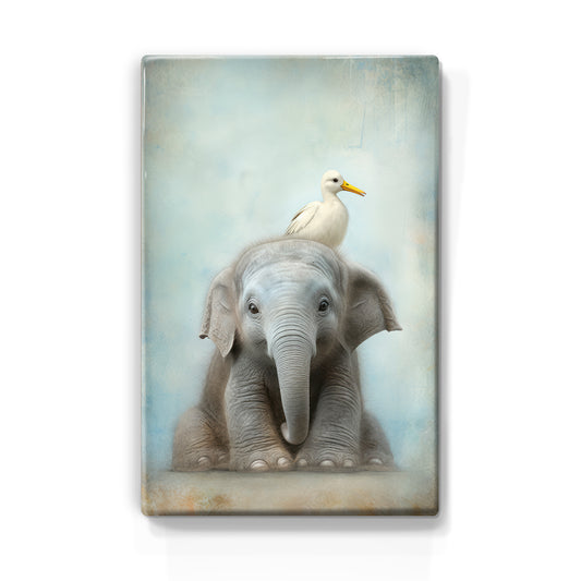 Artchoices exclusive: 024. Cute baby olifant op houten paneel(tje) klein