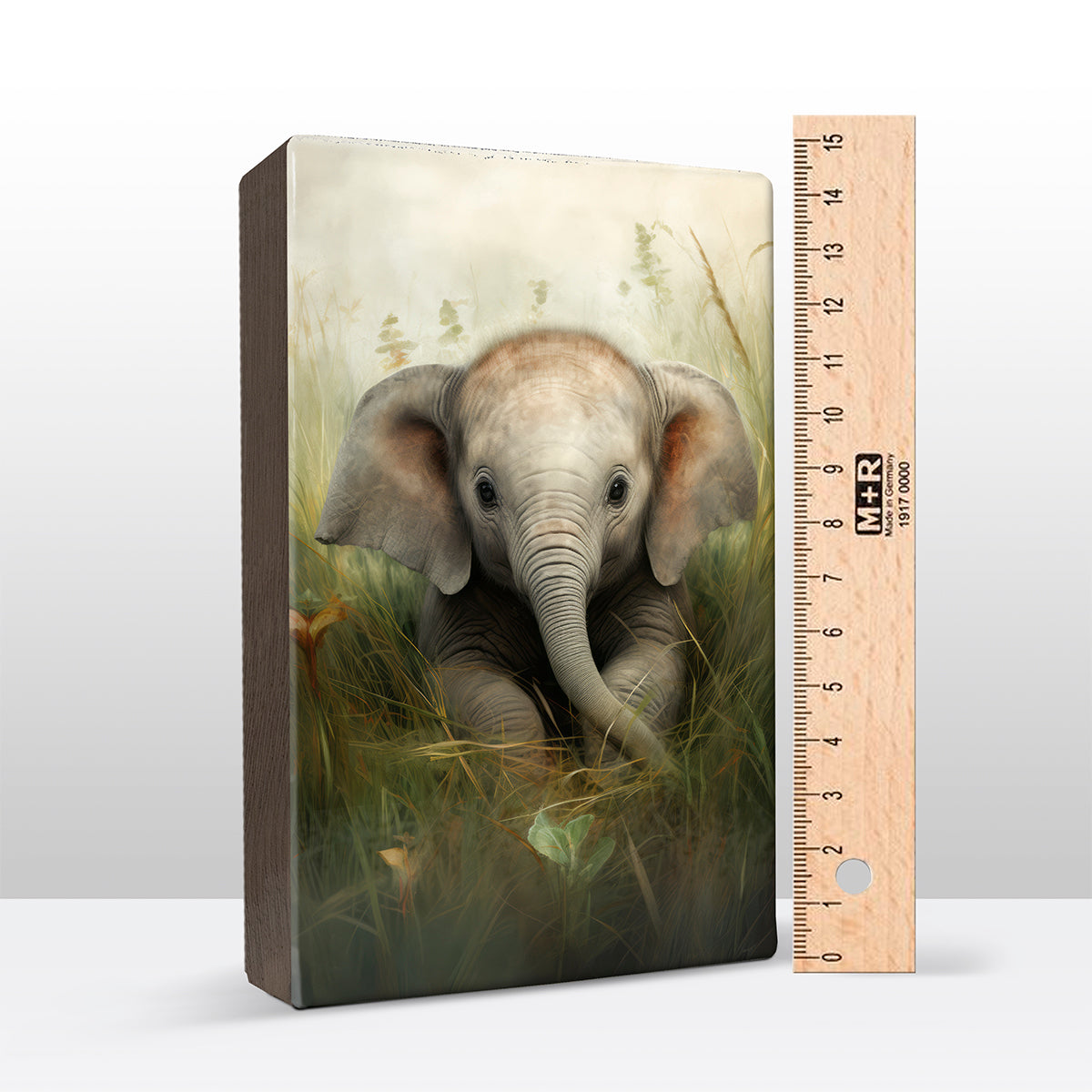 Artchoices exclusive: 025. Cute baby olifant op houten paneel(tje)