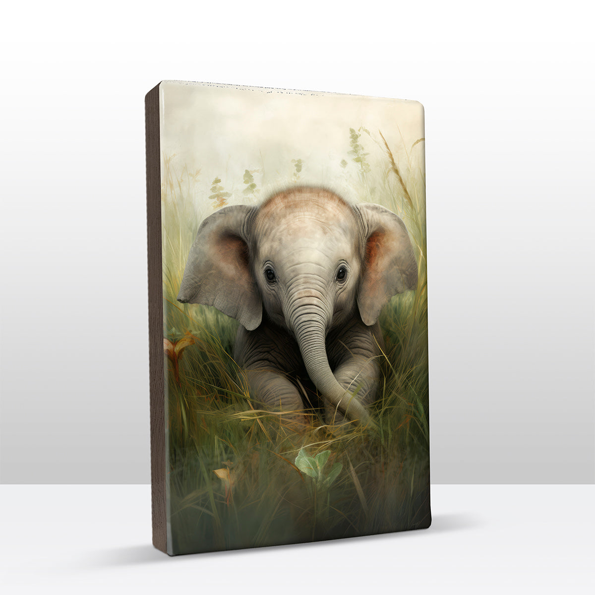 Artchoices exclusive: 025. Cute baby olifant op houten paneel(tje)