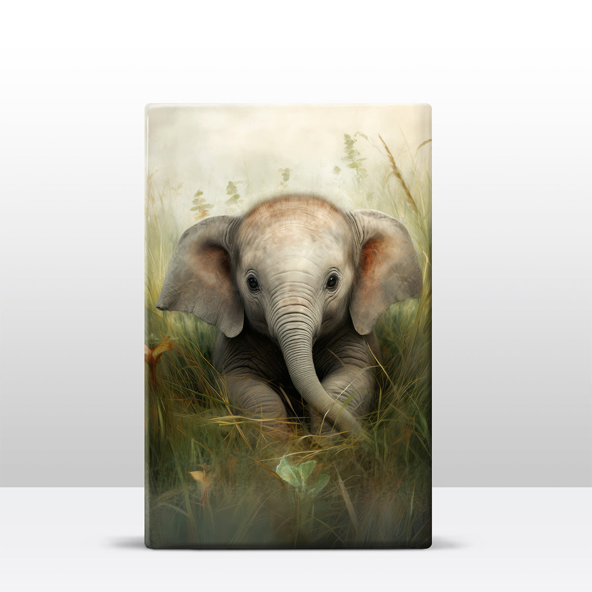 Artchoices exclusive: 025. Cute baby olifant op houten paneel(tje)