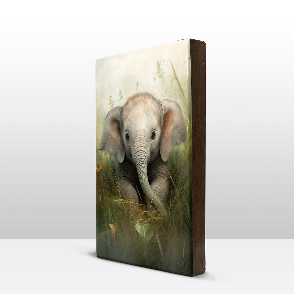 Artchoices exclusive: 025. Cute baby olifant op houten paneel(tje)