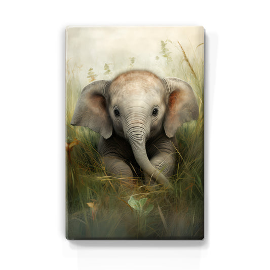 Artchoices exclusive: 025. Cute baby olifant op houten paneel(tje)