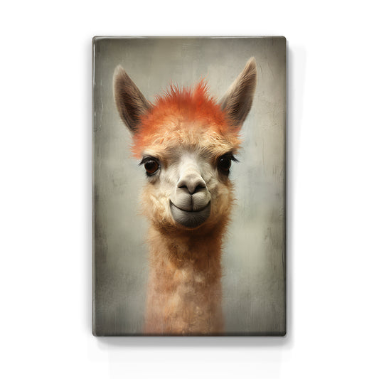Artchoices exclusive: 026. Cute baby Alpaca op houten paneel(tje) groot