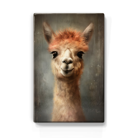 Artchoices exclusive: 027. Cute baby Alpaca op houten paneel(tje) klein