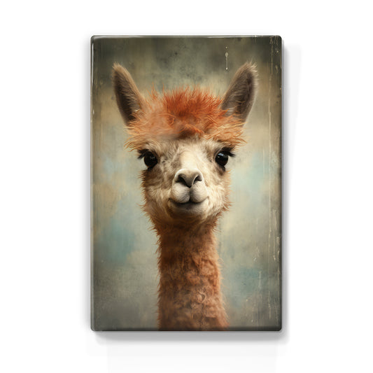 Artchoices exclusive: 028. Cute baby Alpaca op houten paneel(tje) klein