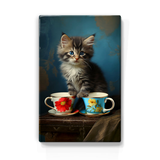 Artchoices exclusive: 045. Cat 2 cups op houten paneel(tje)