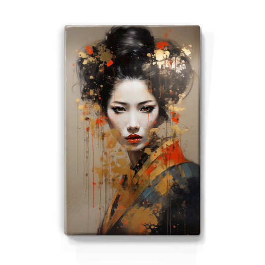 Artchoices exclusive: 061. Geisha with touch of gold Geisha beautifully op houten paneel(tje) klein