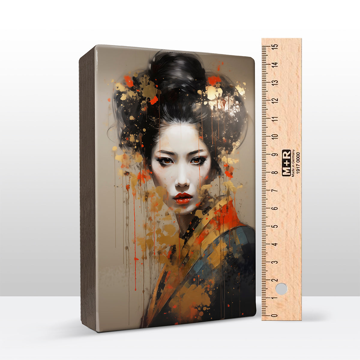 Artchoices exclusive: 061. Geisha with touch of gold Geisha beautifully op houten paneel(tje) klein