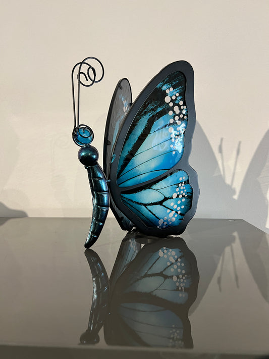 Vlinder waxinelichthouder – blauw