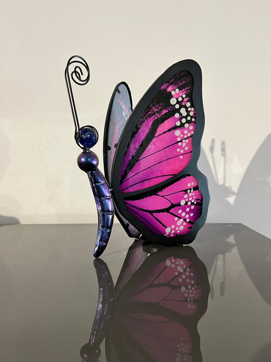 Vlinder waxinelichthouder – roze