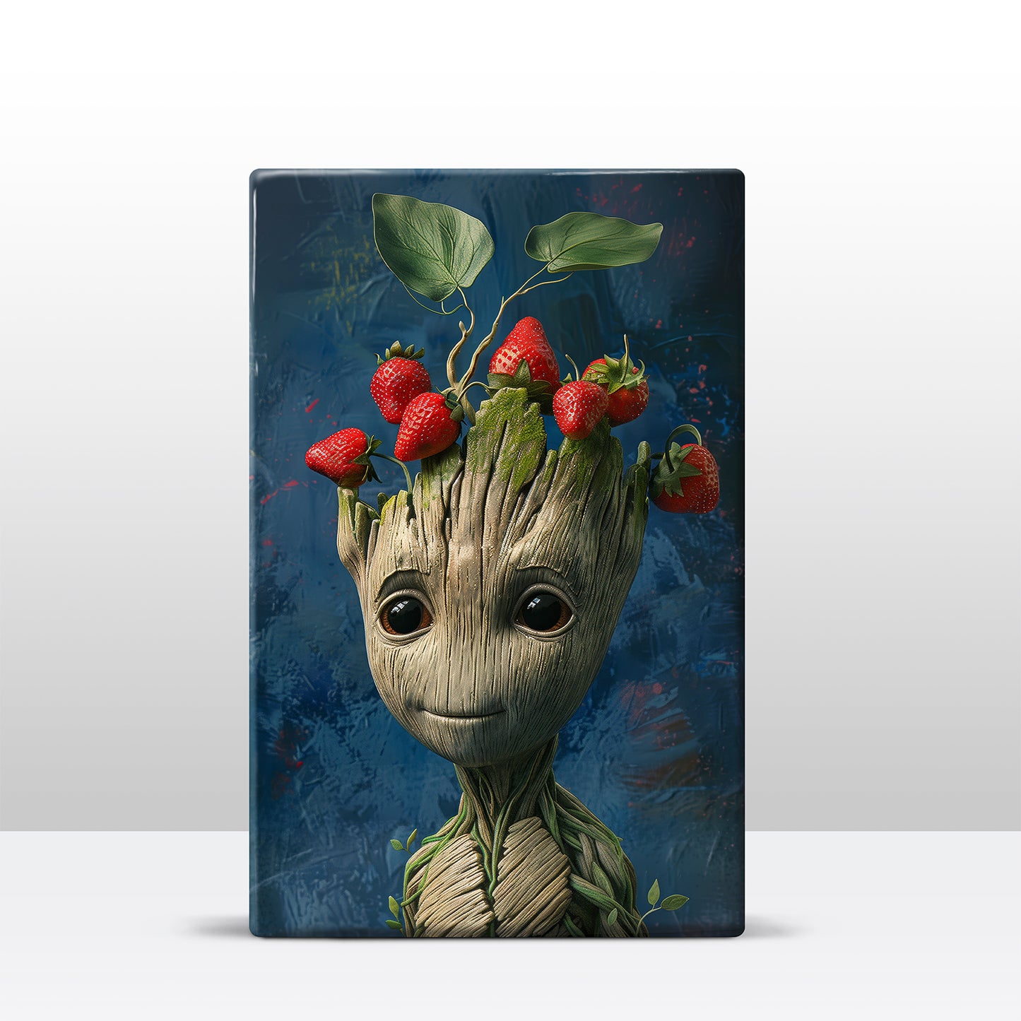 Artchoices exclusive: 080. Baby I am Groot met aardbeien op houten paneel(tje) klein