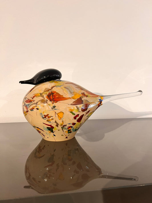 Glazen Vogel Sculptuur – Handgemaakt Kunstobject met Kleurrijk Abstract Design