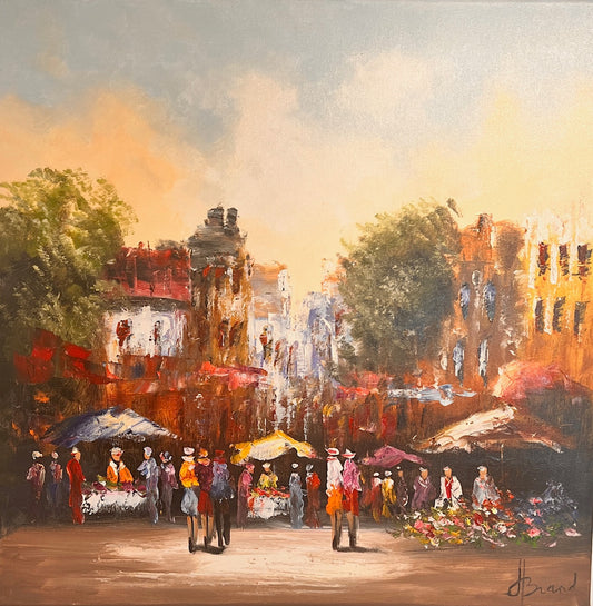 Stadsmarkt in gouden avondlicht