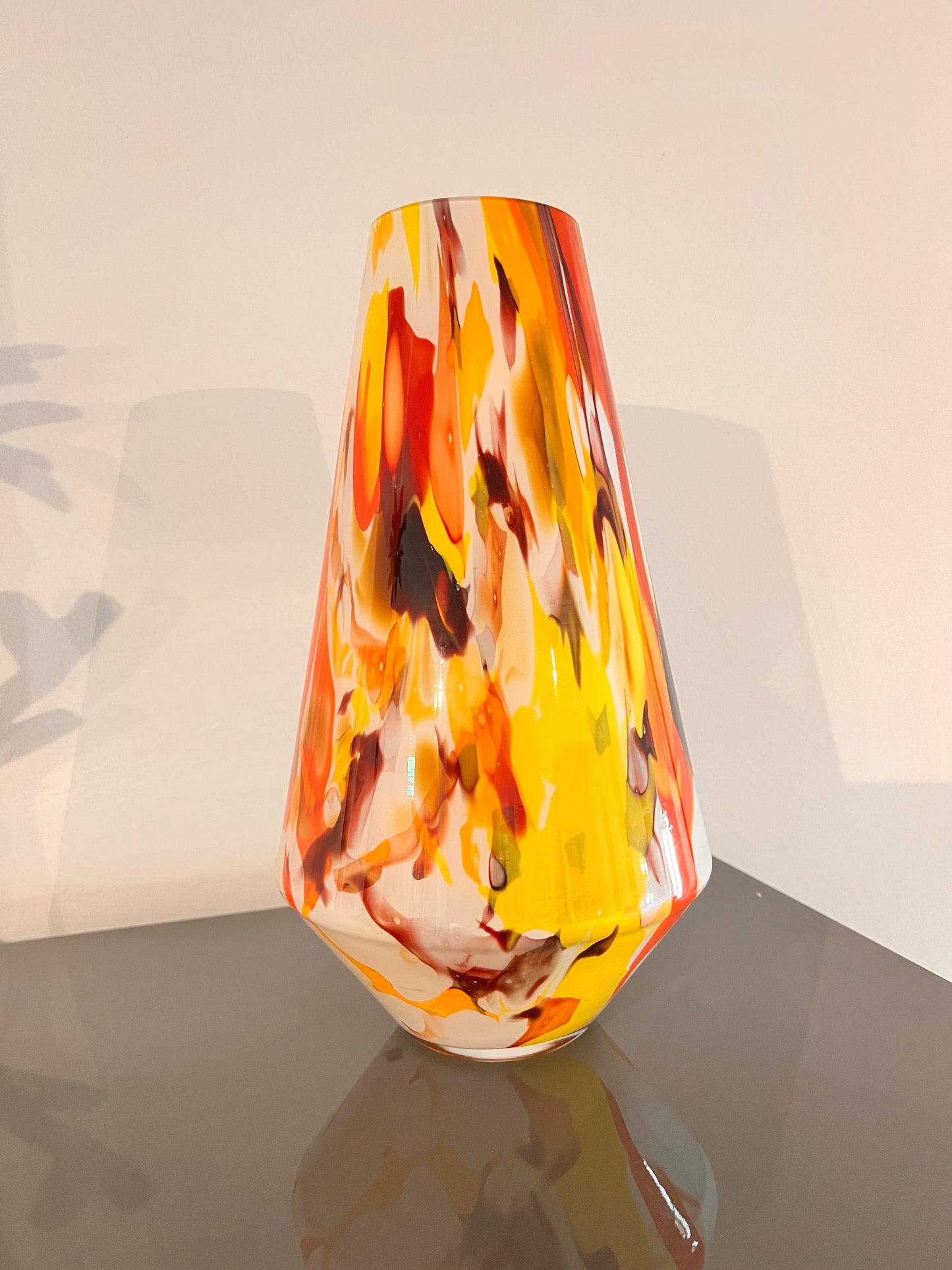 Glaskunst vaas – warm geel & oranje mix