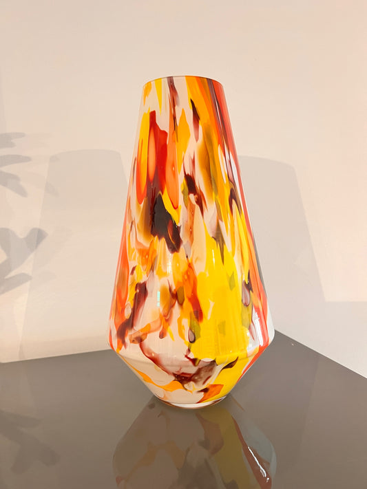 Glaskunst vaas – warm geel & oranje mix