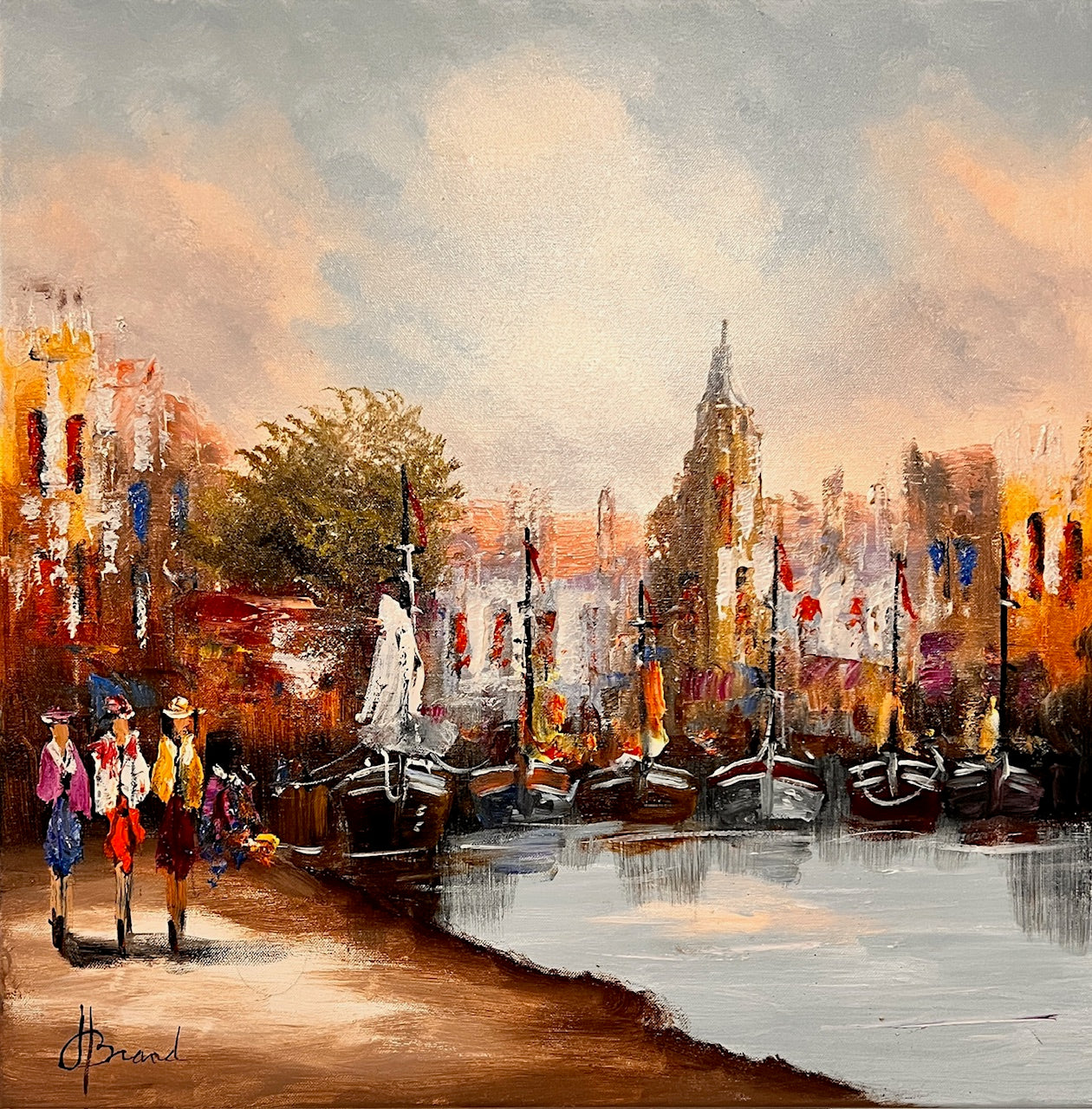 Levendig stadsgezicht aan het water