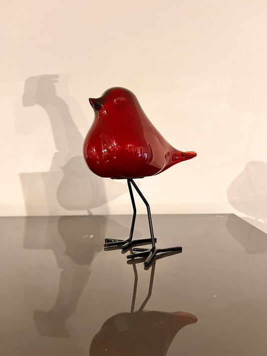 Glazen vogeltje op pootjes – rood