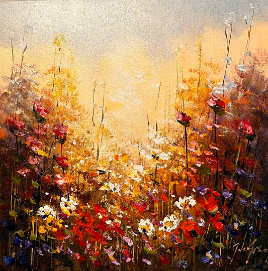 Bloemenzee in gouden licht