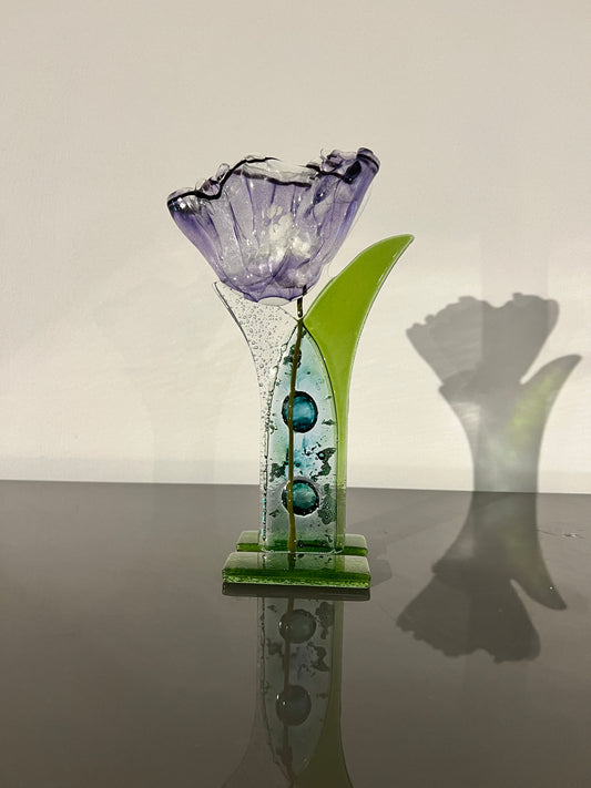 Glazen bloem - Paars