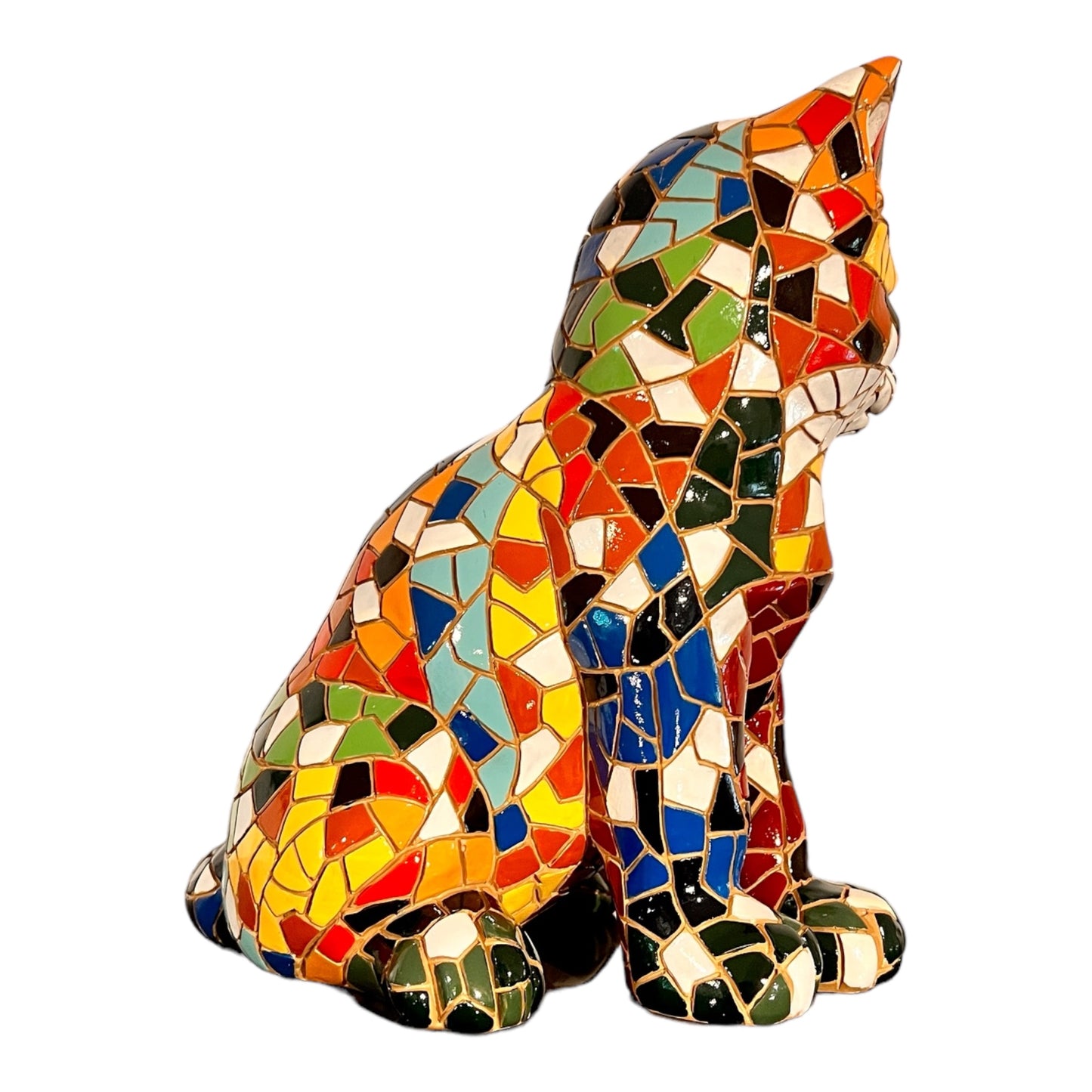 Mozaïek kattenfiguur - multicolor - 24 cm