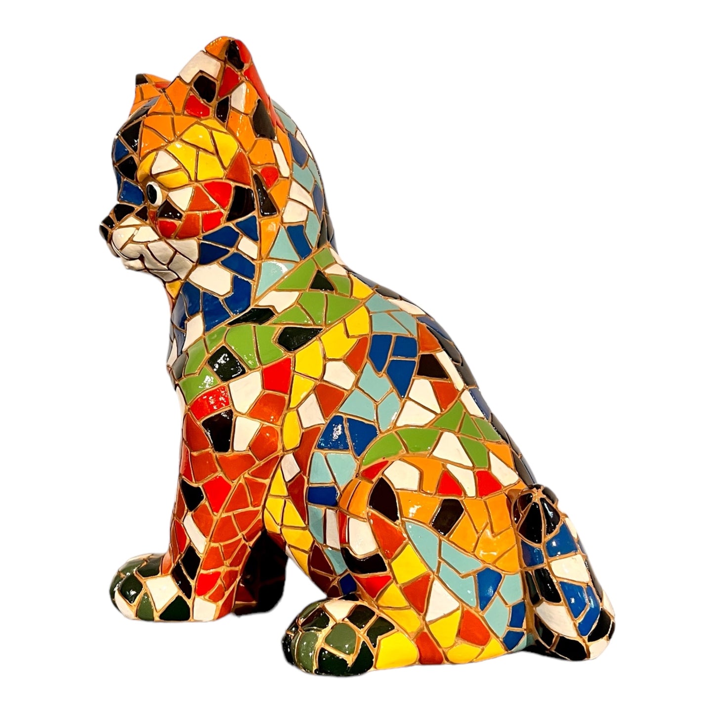 Mozaïek kattenfiguur - multicolor - 24 cm