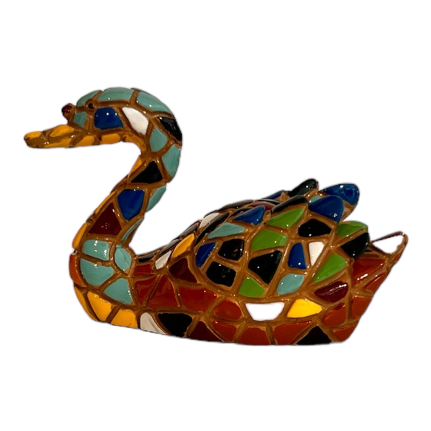 Mozaïek zwanenfiguur -  veelkleurig - 11 / 17cm