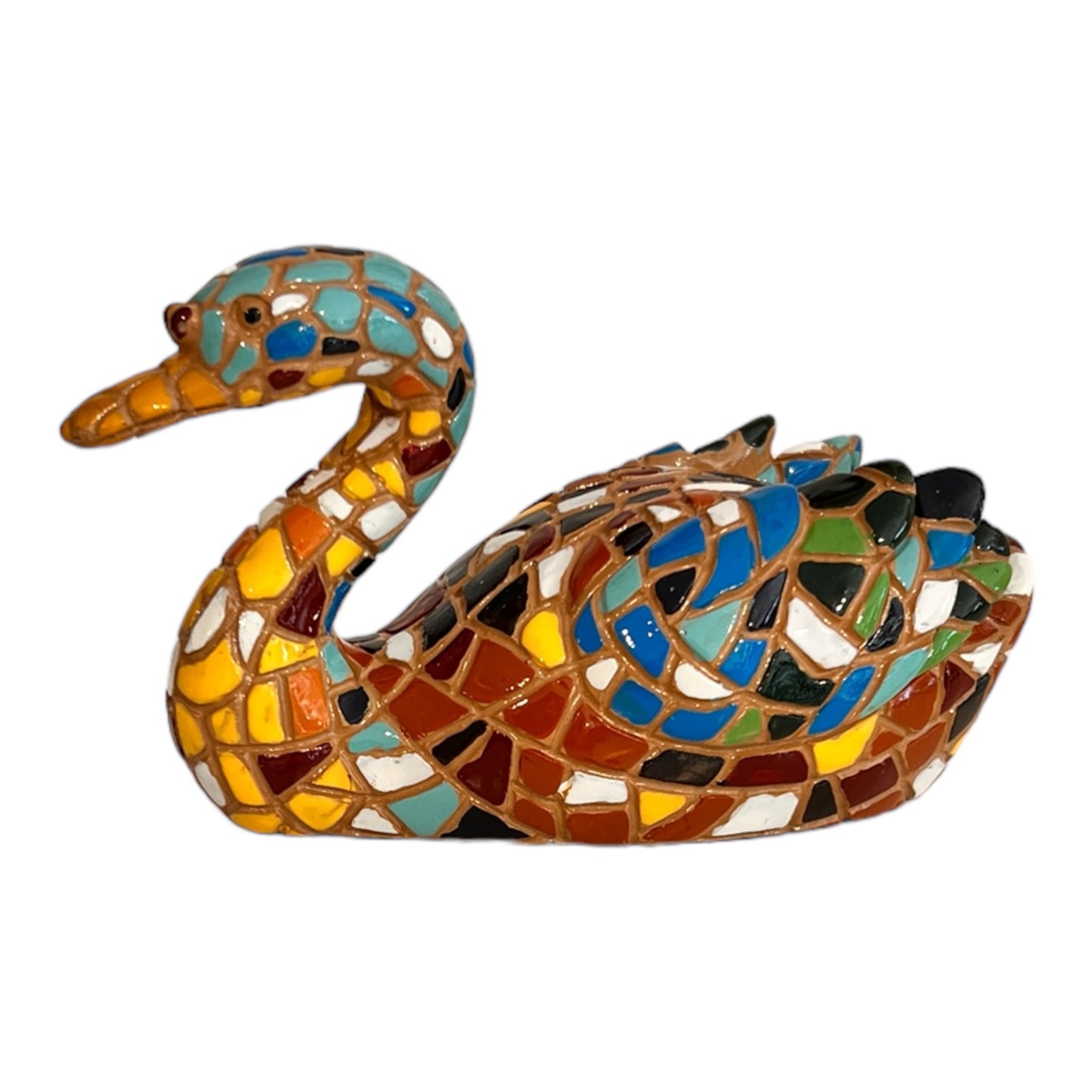 Mozaïek zwanenfiguur -  veelkleurig - 11 / 17cm