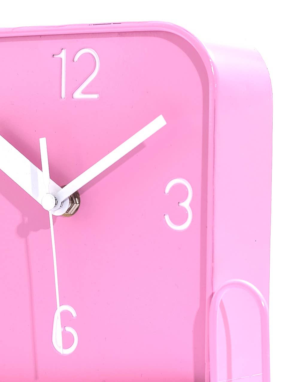 Roze metalen sardineblik wandklok met slinger