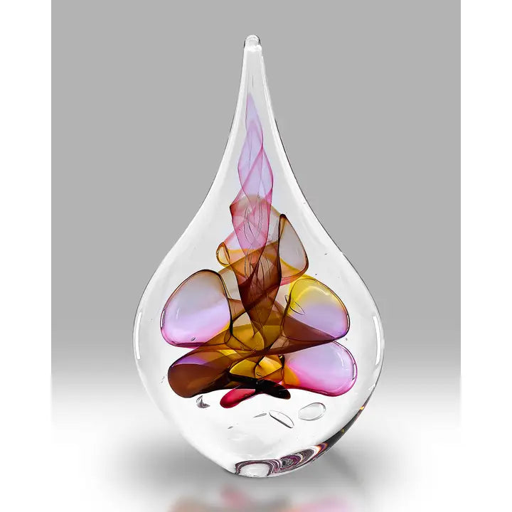 Glazen druppel – warmkleurig glaskunst object