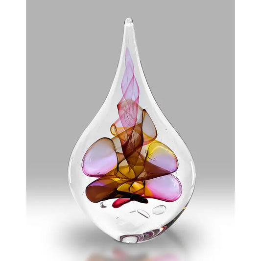 Glazen druppel – warmkleurig glaskunst object