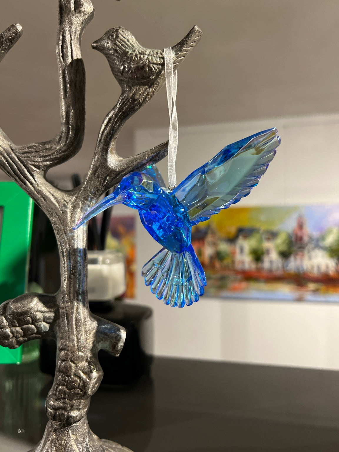 Decoratieve hangkolibrie Koningsblauw