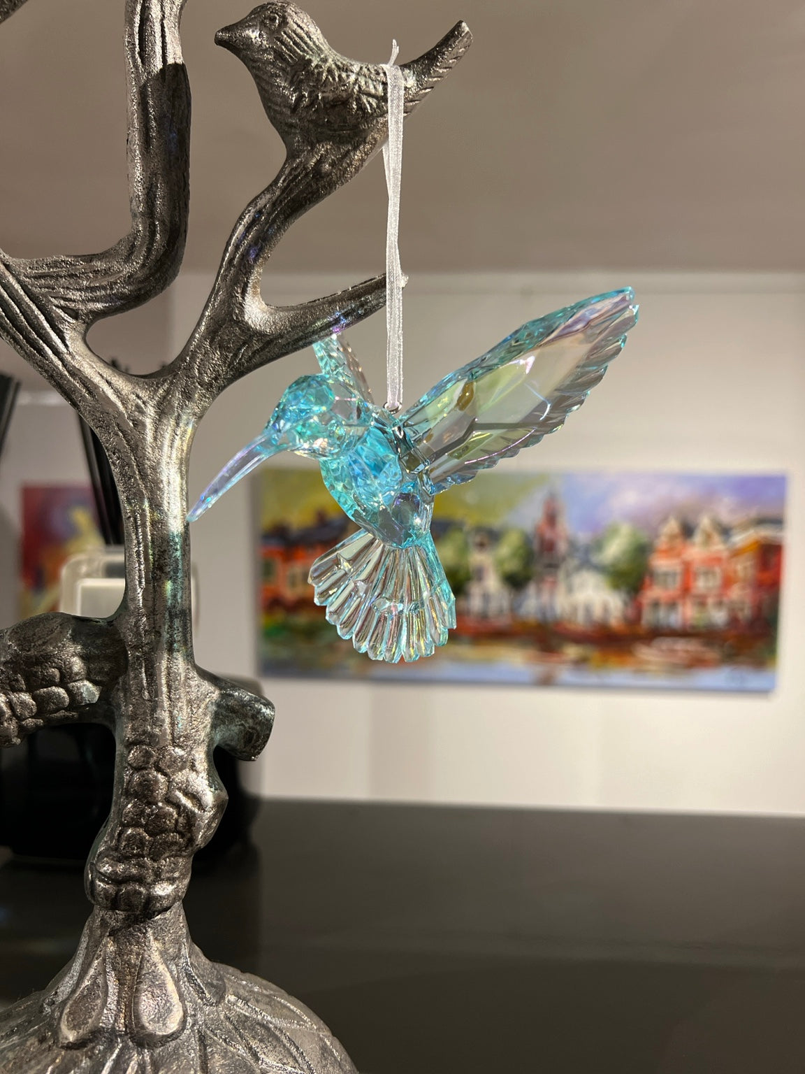 Decoratieve hangkolibrie Turquoise